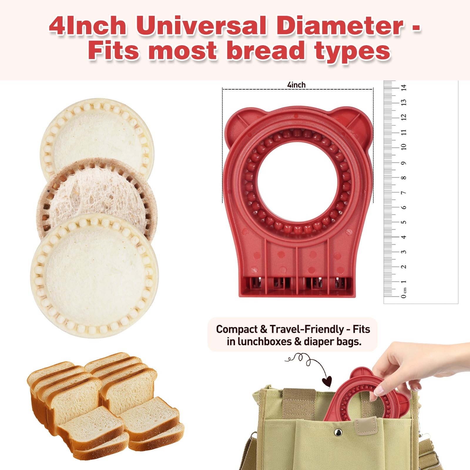Leak-Proof & BPA-free Sandwich Cutter and Sealer for Peanut Butter&Jelly,Roun…