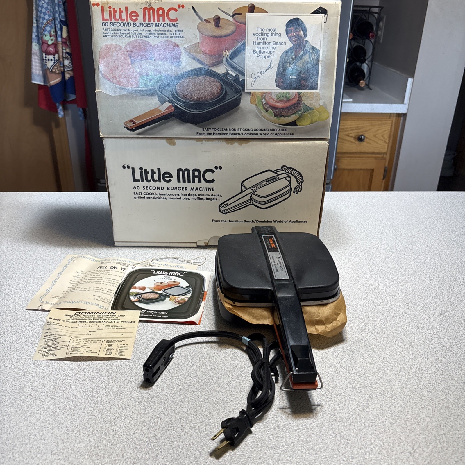 Vintage 70s JOE NAMATH Little Mac Burger Machine 1977 Hamburger Maker Model 2108