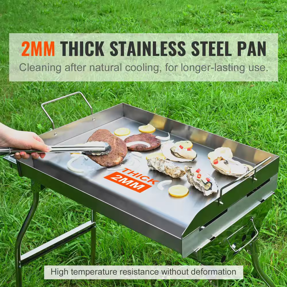 Stove Top Griddle, 23. 5X16In. Pre-Seasoned Stainless Steel Griddle, Rectangular