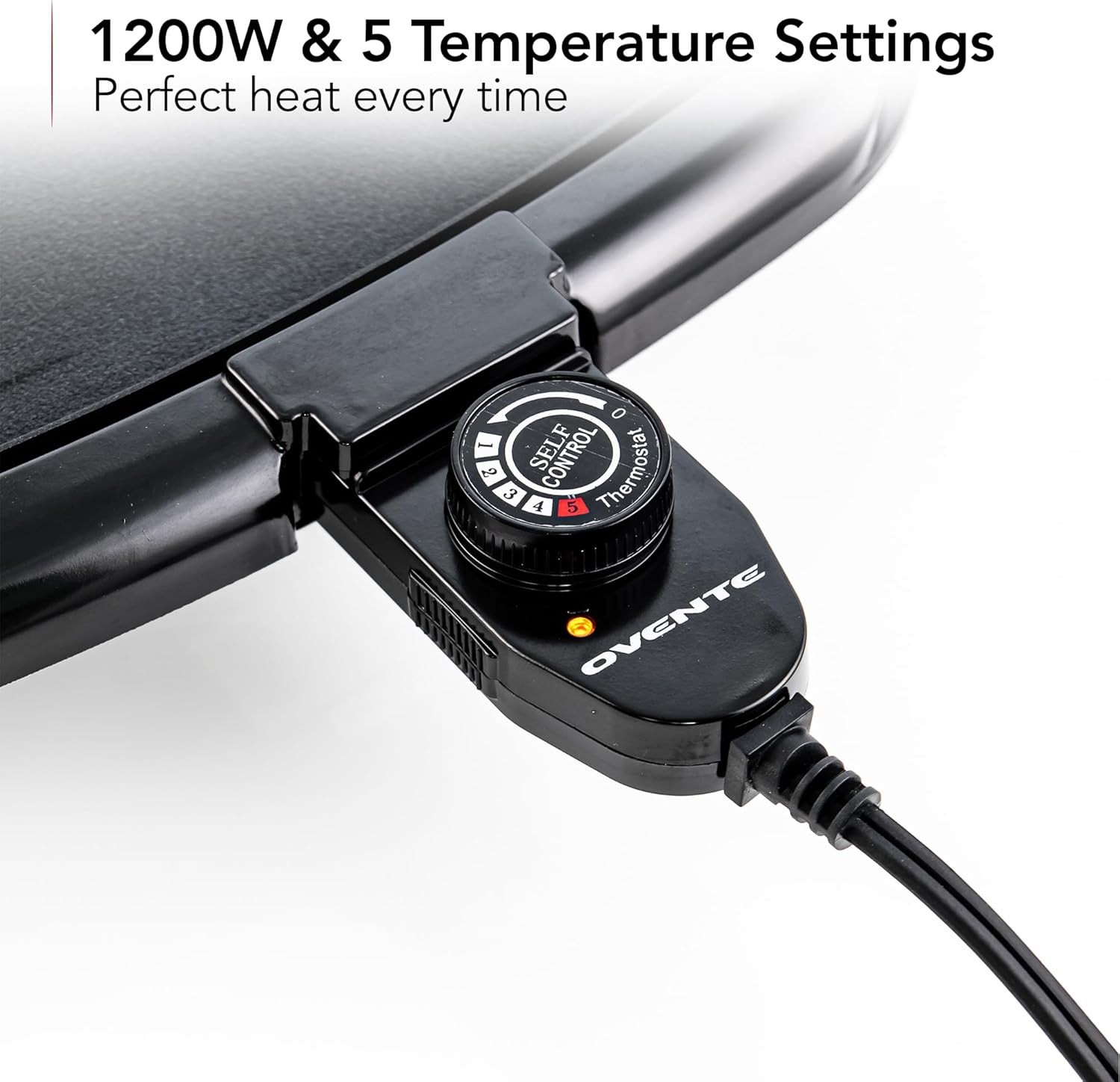 Electric Griddle with 16 x 10 Inch Flat Non-Stick Cooking Surface, Removable and