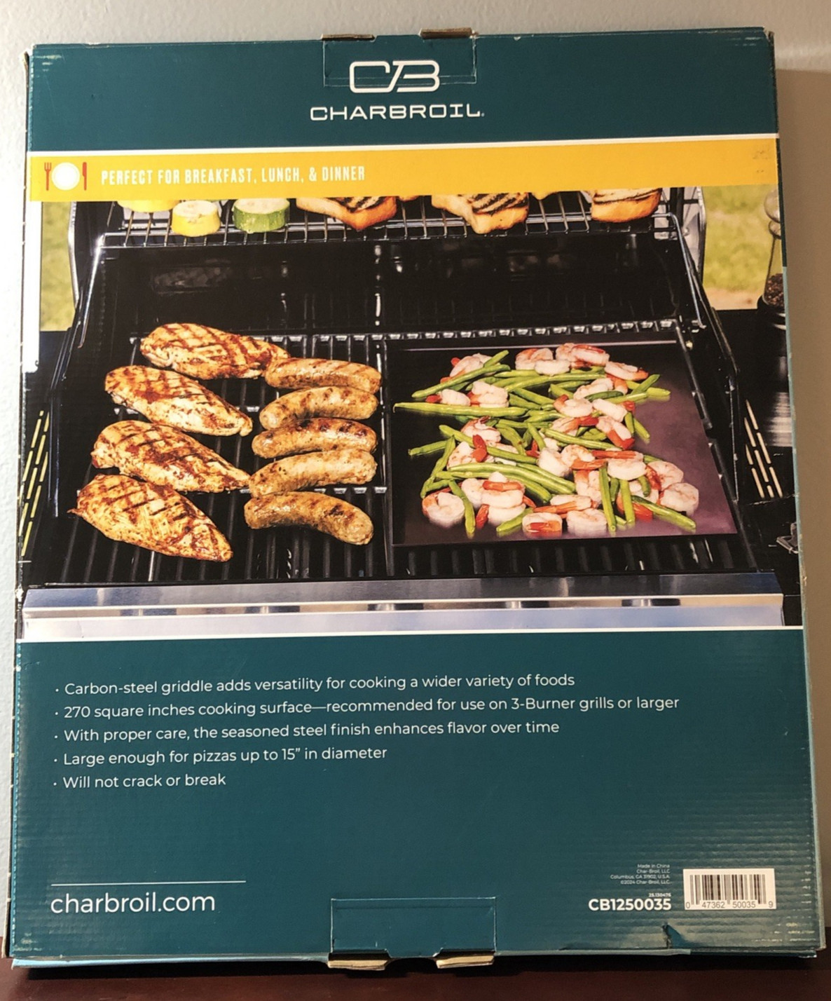 Char-Broil Carbon Steel Griddle Stone Grill Topper Silver NEW