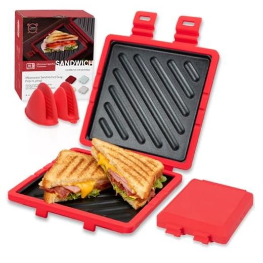 Large Red Microwave Toaster with Adjustable Silicone – Microwave Sandwich Maker