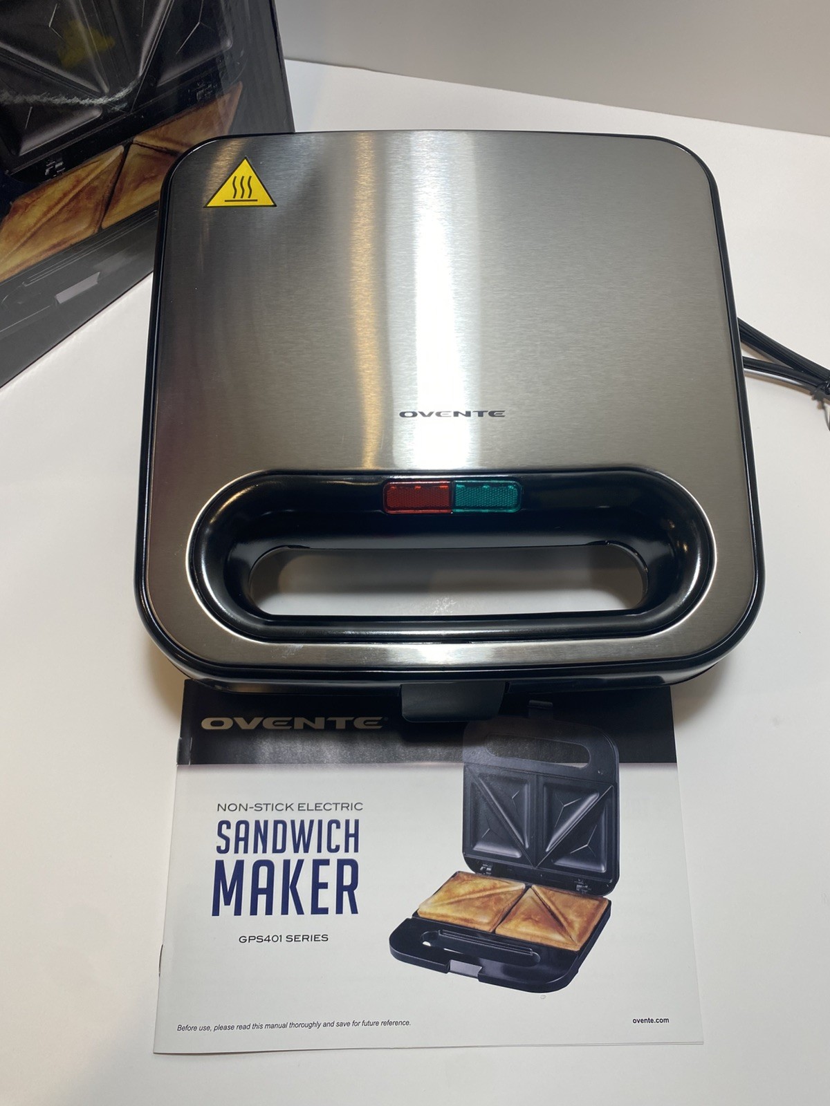 OVENTE Electric Sandwich Maker with Non-Stick Plates, Indicator Lights, “NEW”