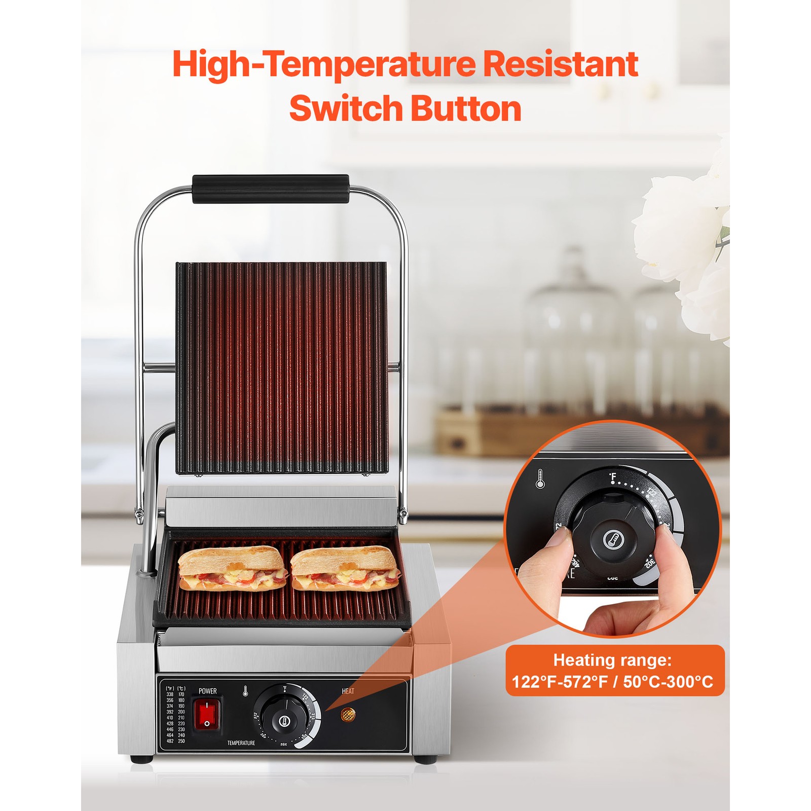 Uimoso Electric Panini Press Grill Sandwich Maker with 8.8×9 in Griddle Plate