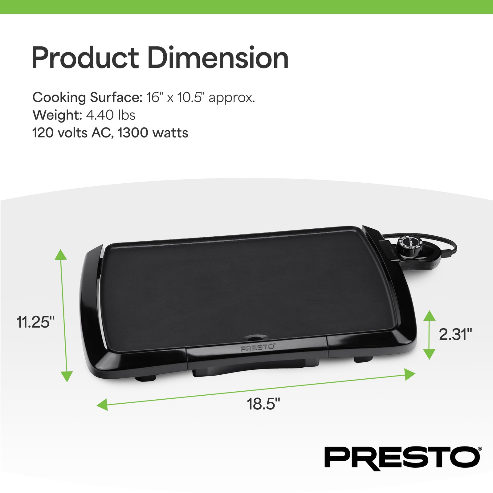 Presto Cool-Touch Electric Griddle, 10.5″ x 16″ Ceramic Nonstick Flat Top Grill