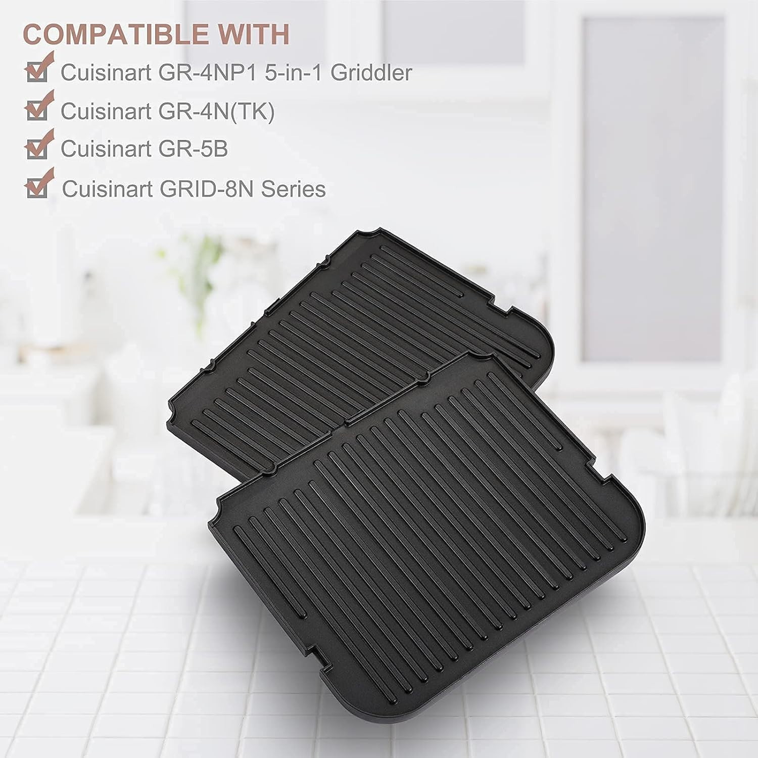 Griddler Plates Replacement for Cuisinart Griddler GR-4NP1 5-in-1,as Cuisinar…