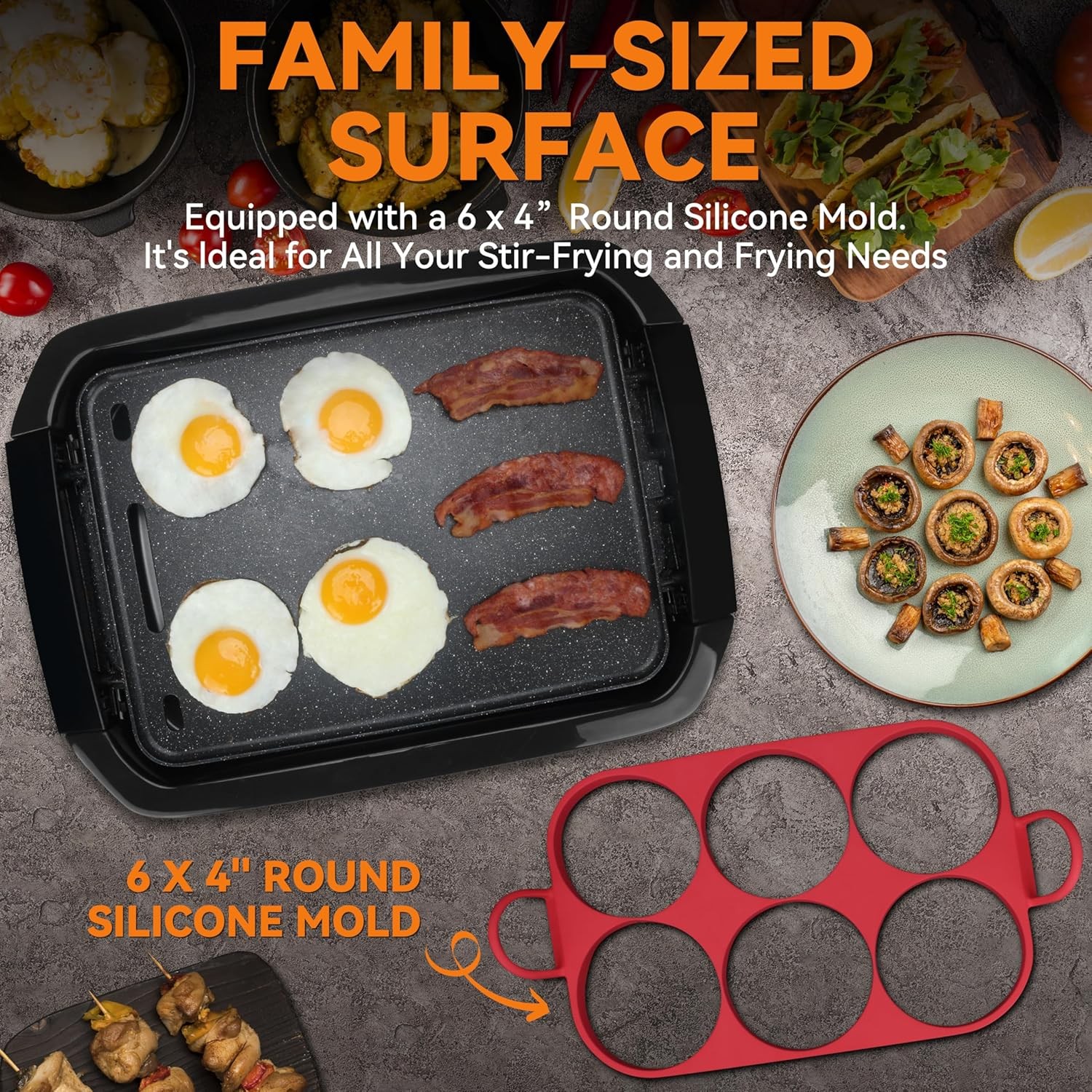 Baker’s Friend 2-in-1 Indoor Grill Griddle Graphite – Removable Plate Dishwasher