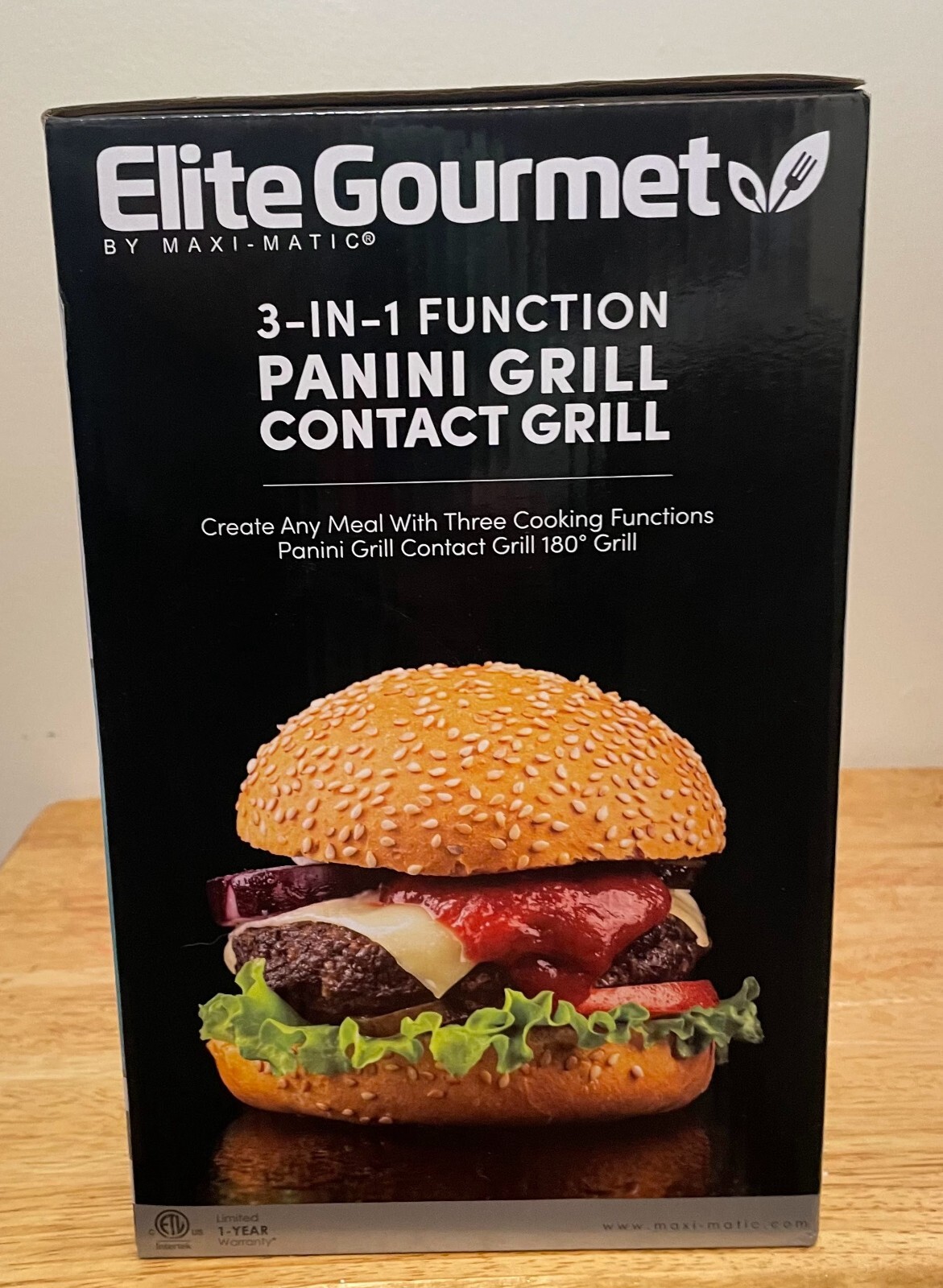 Elite Gourmet Panini Grill 3 in 1 Function 180 Degree Indoor Grill