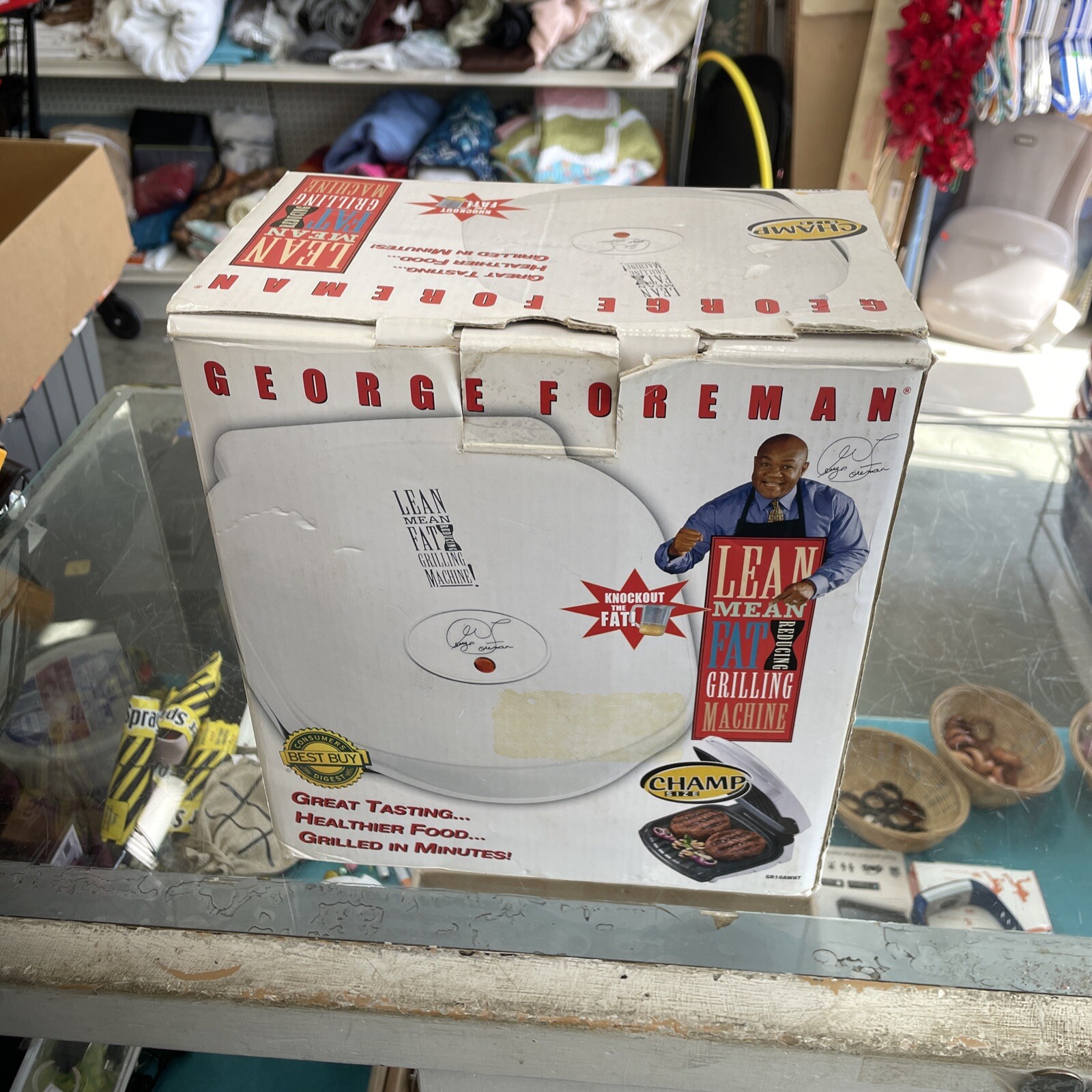 George Foreman GR10ABW Champ Grill with Bun Warmer – White P-012