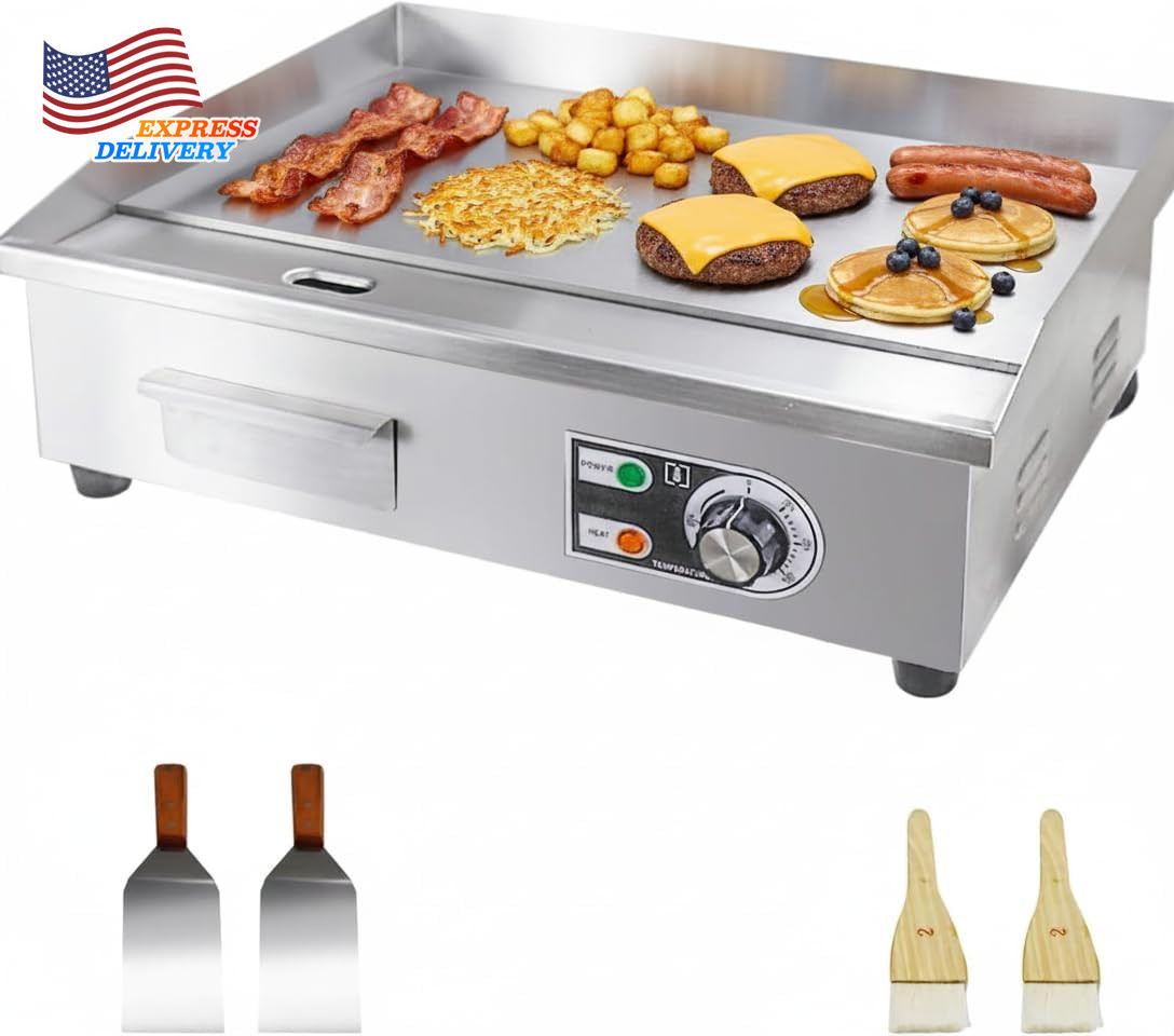 22″ Commercial Electric Griddle,Electric Countertop Flat Top Griddle,110V 1600W