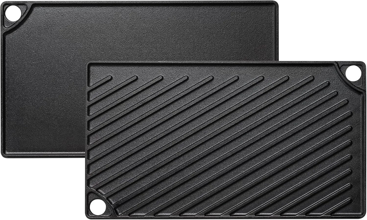 Reversible Cast Iron Grill Griddle 16.7×9.5 Inch Double Burner Stovetop Cookware