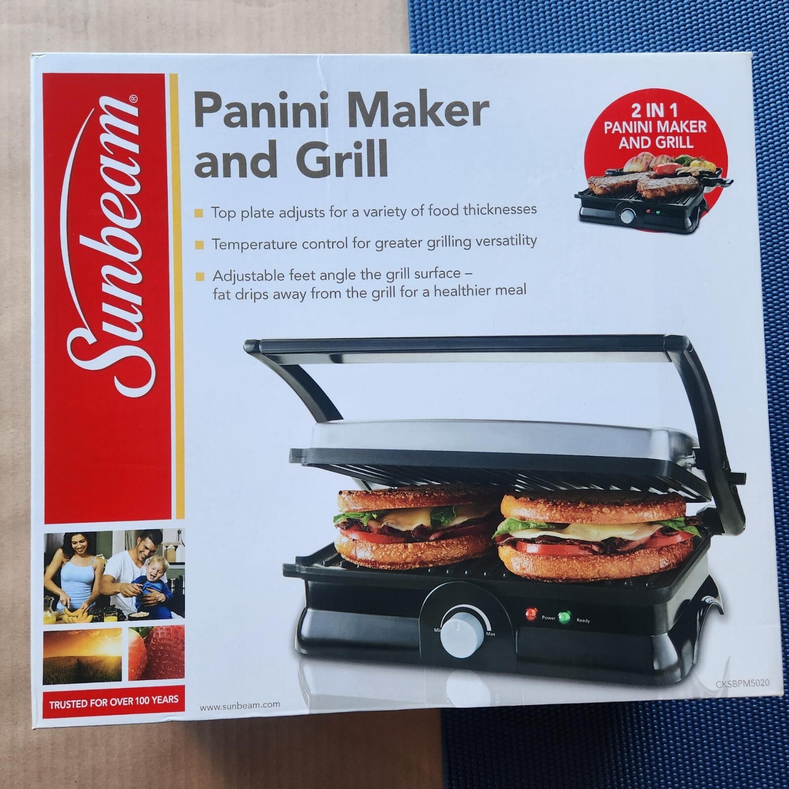 Brand New Sunbeam Panini Maker and Grill – Sunbeam CKSBPM5020 – Black