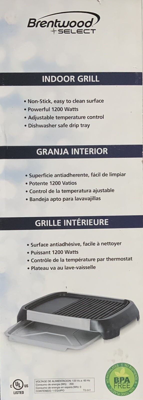 Brentwood Indoor Grill NEW