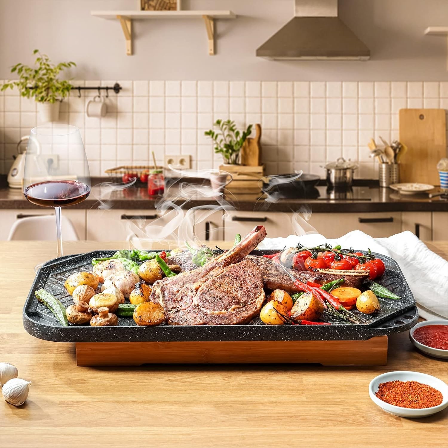 Nonstick Griddle Grill Pan, Pro-Grid Reversible Grill & Griddle Pan, Two Burn…