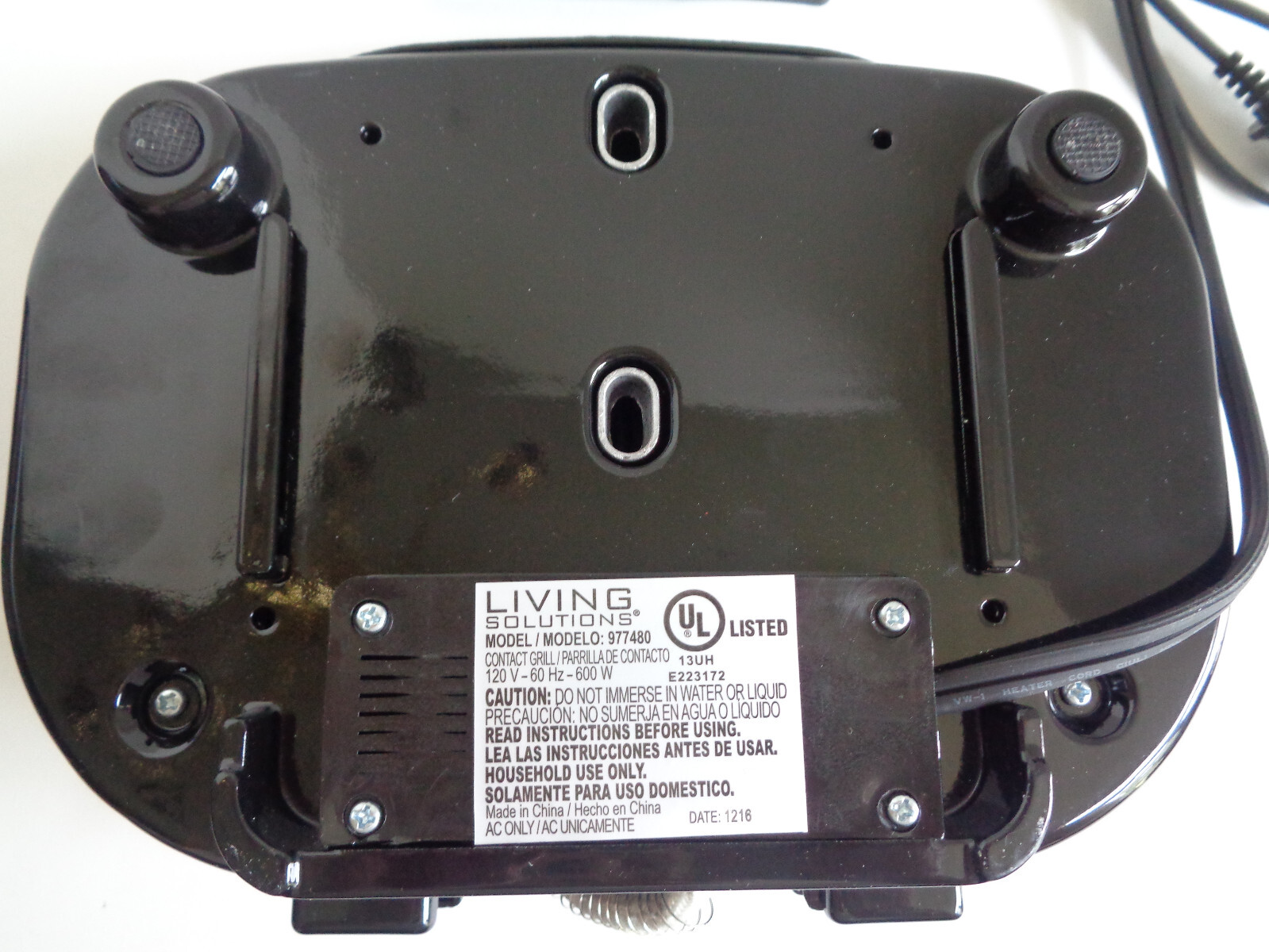 Living Solutions Electric Contact Grill Non-Stick 2 Burger Capacity Instructions