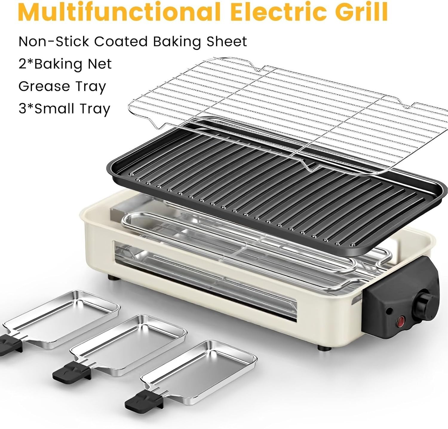 1500W Electric Indoor Grill Smokeless Korean BBQ Raclette Griddle Plate 2-in-1