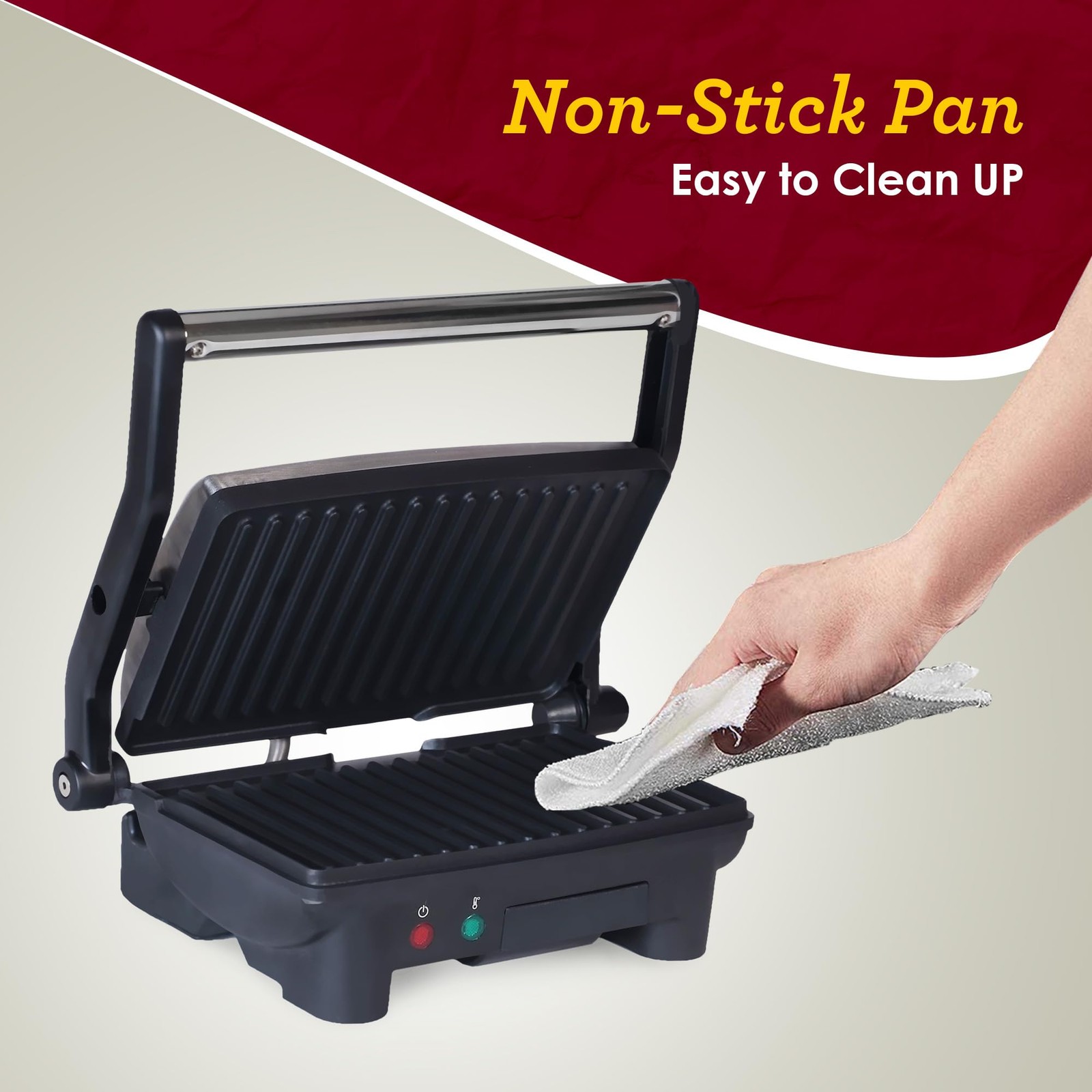 Elite Gourmet Stainless Steel 3 in 1 Panini Grill Countertop Appliance 1000W