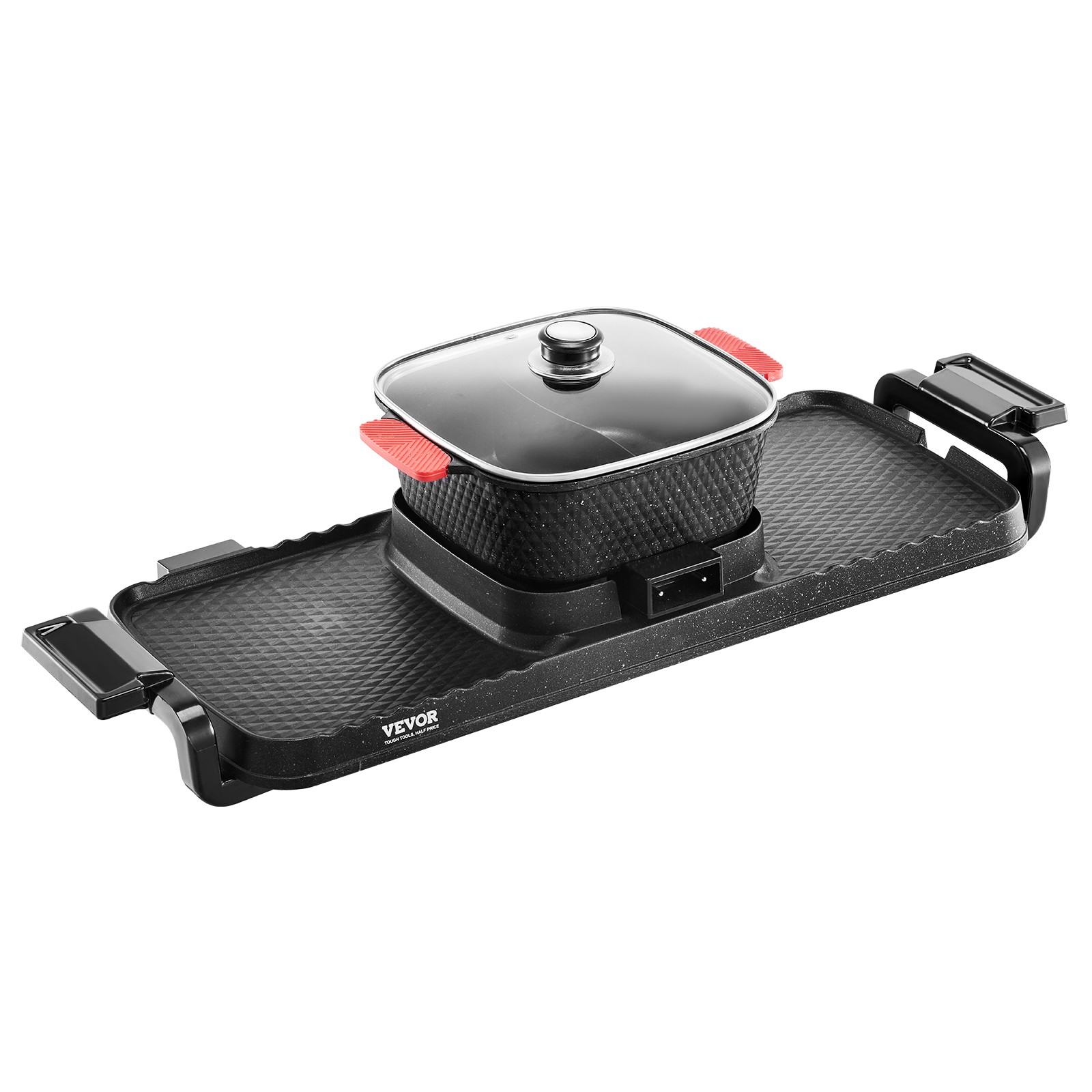 VEVOR Hot Pot with Grill 2300W 2-in-1 Electric Smokeless BBQ Pan with Removable