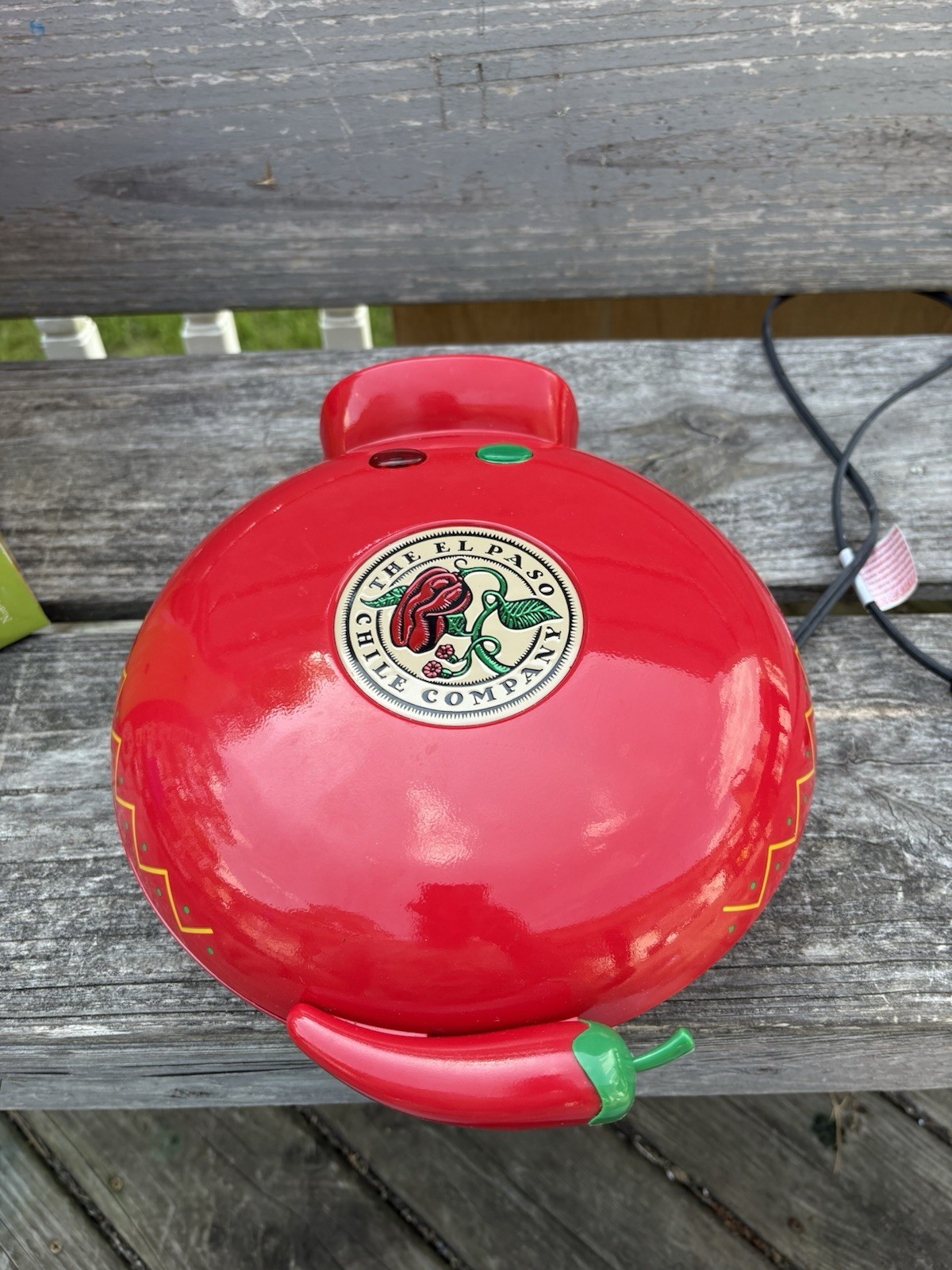 El Paso Chile Company Red Quesadilla Maker Nonstick Plates Drip Tray Red #10023
