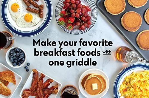 Non-Stick Two Burner Griddle, 10.3 x 17.4 inches, Perfect for Cooking & Grilling