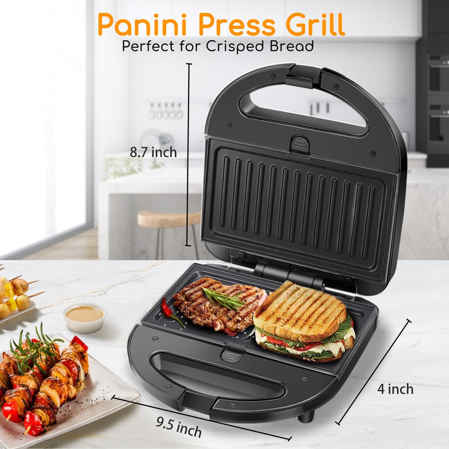Sandwich Maker Panini Press Grill, 3 in 1 Waffle Maker with Removable Non-sti…