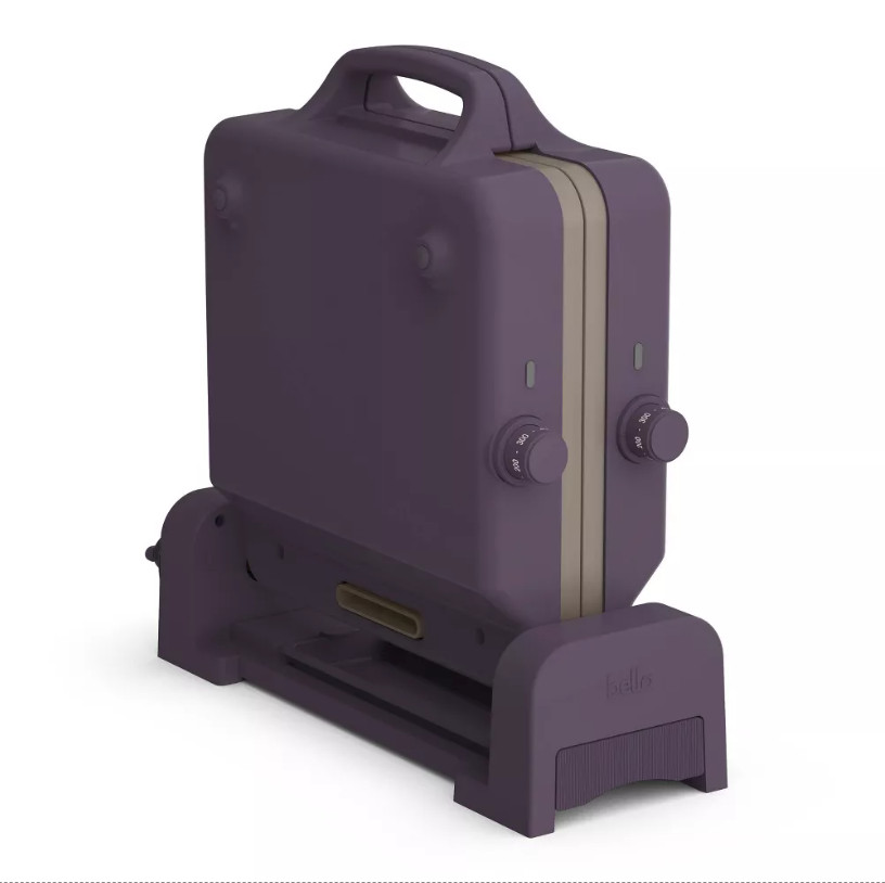 bella Dual Temp Foldable Griddle Plum Electric Countertop Breakfast Grill