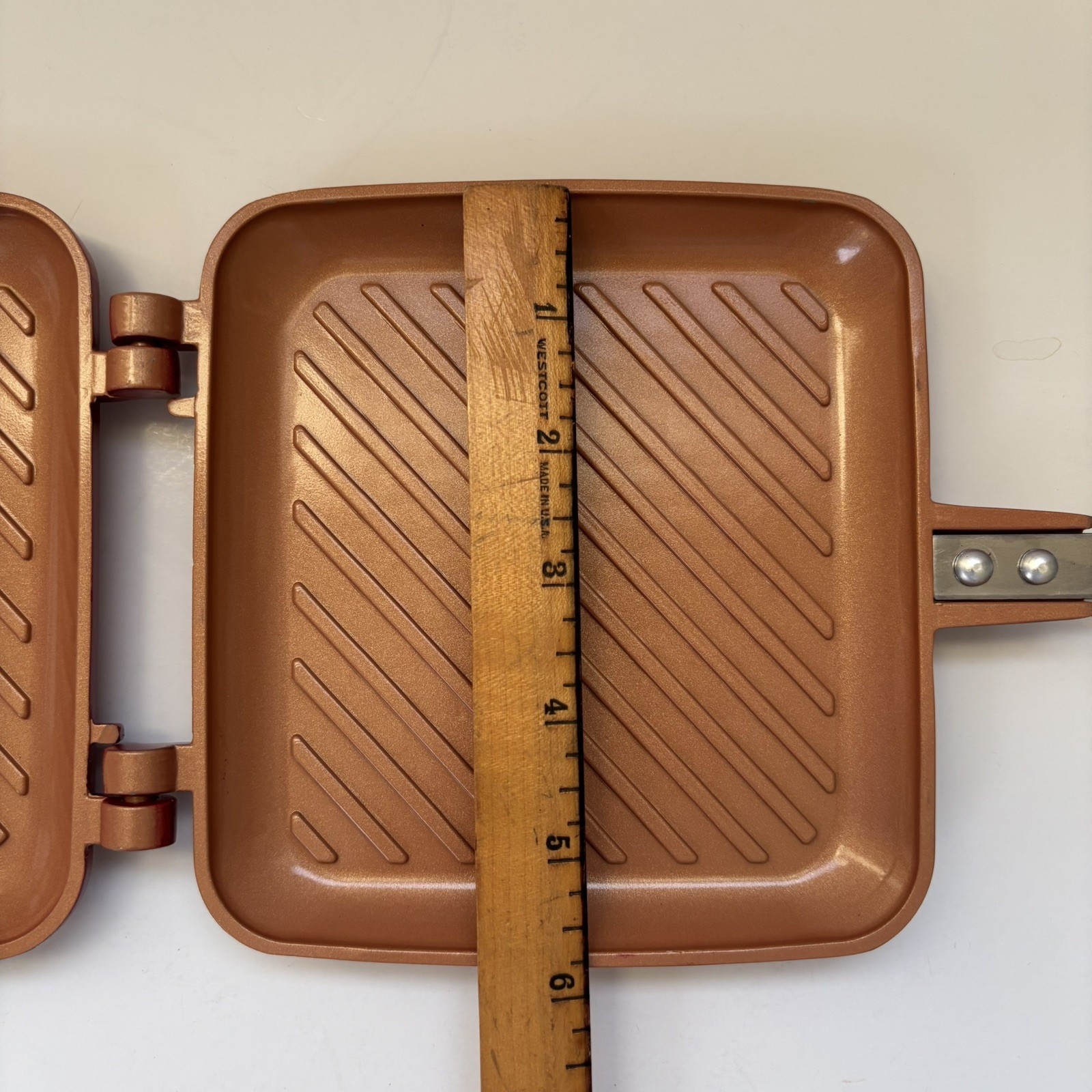 Red Copper Flipwich Non-Stick Stovetop Panini & Sandwich Maker New Open Box