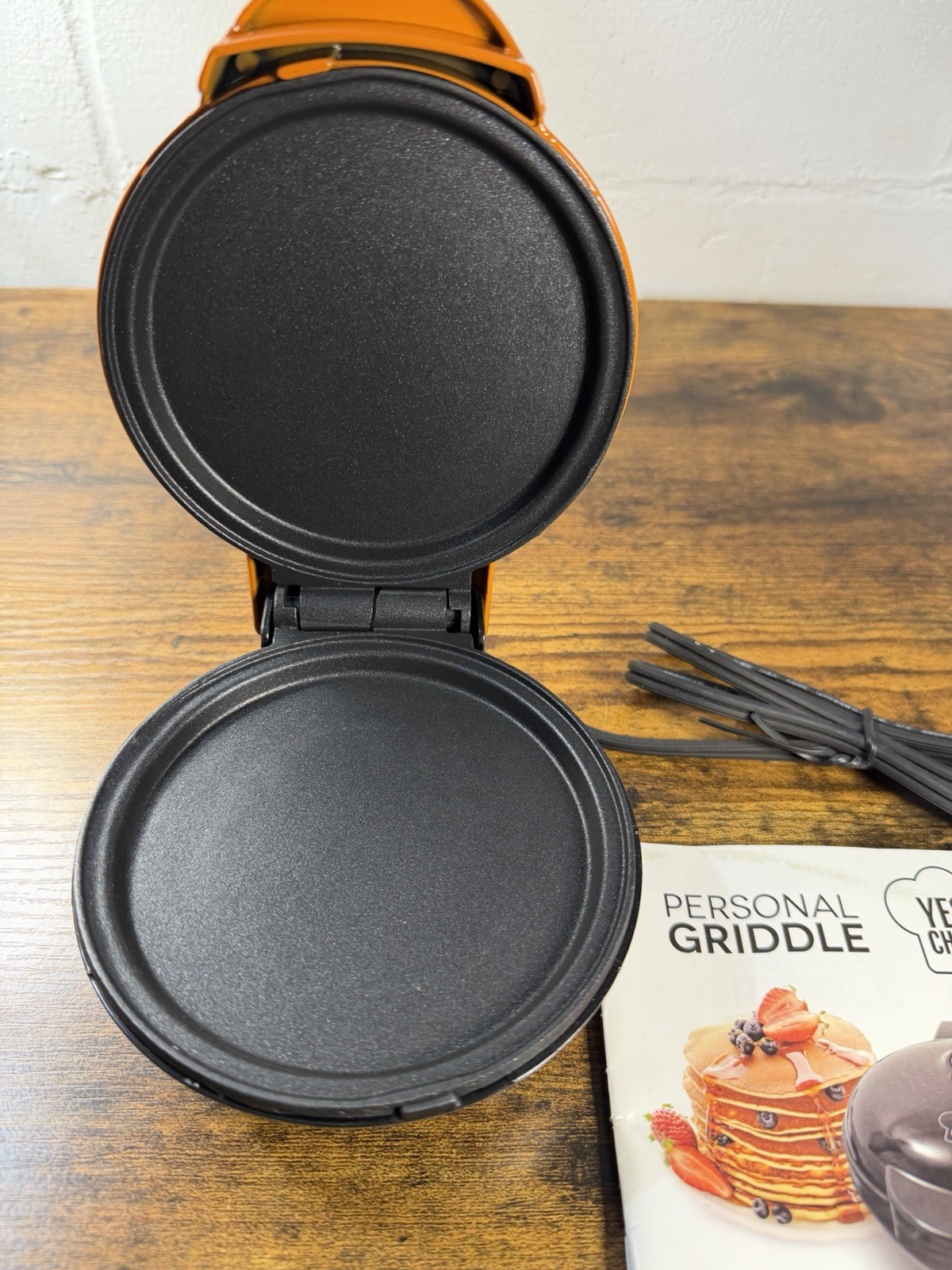 Yes! Chef Personal Griddle W/ Instruction Manual & Recipe Guide, Orange New