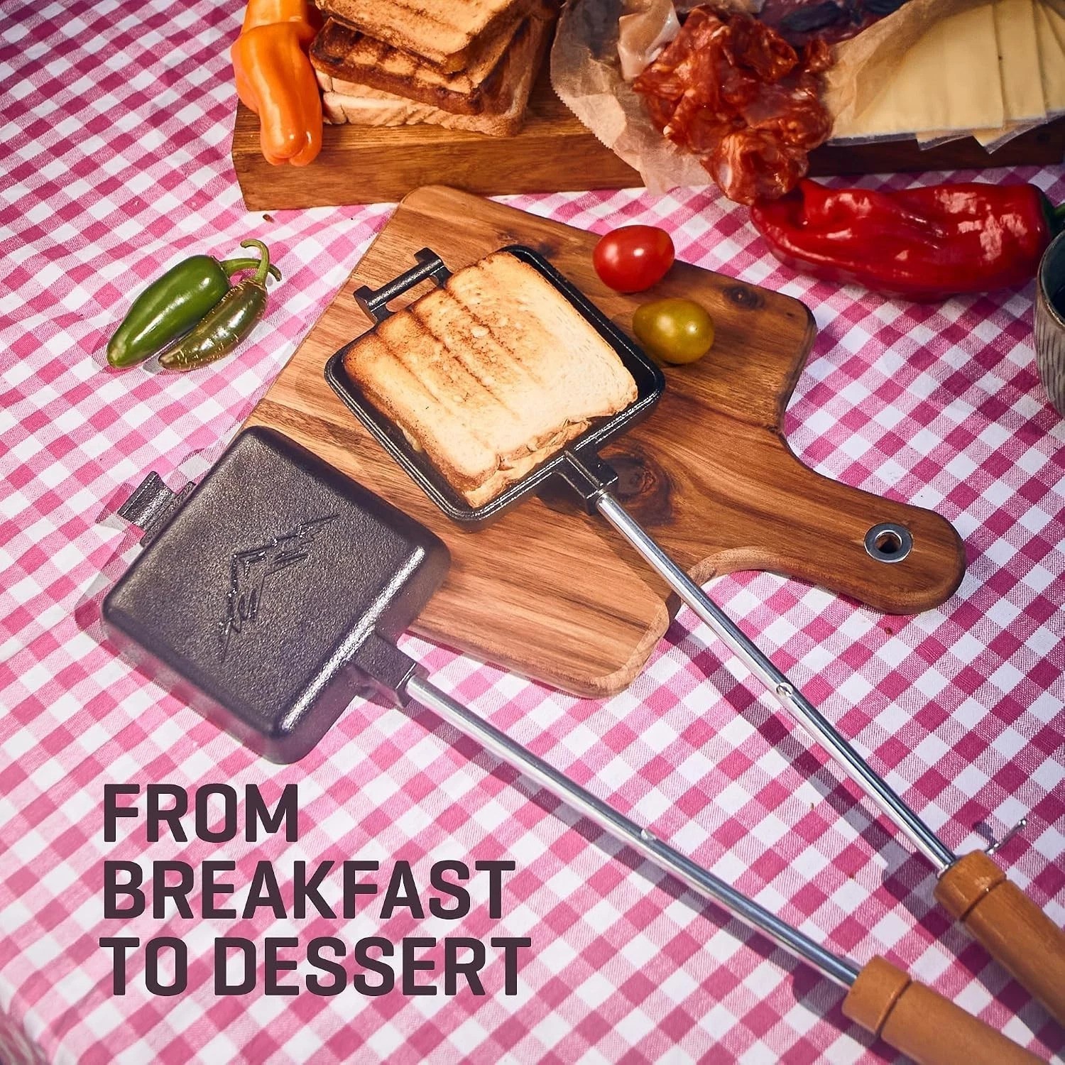 Pie Iron Sandwich Maker – Cast Iron Sandwich Maker with Recipe Book | Pudgy P…
