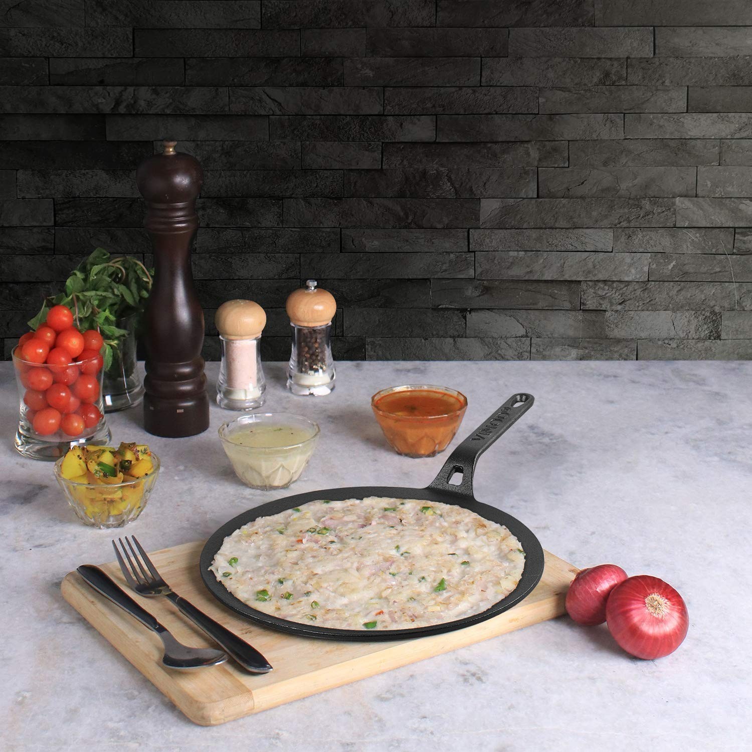 Vinod Legacy Cast Iron Flat Tawa Pre-Seasoned Gas Heavy Duty Naturally Nonstick