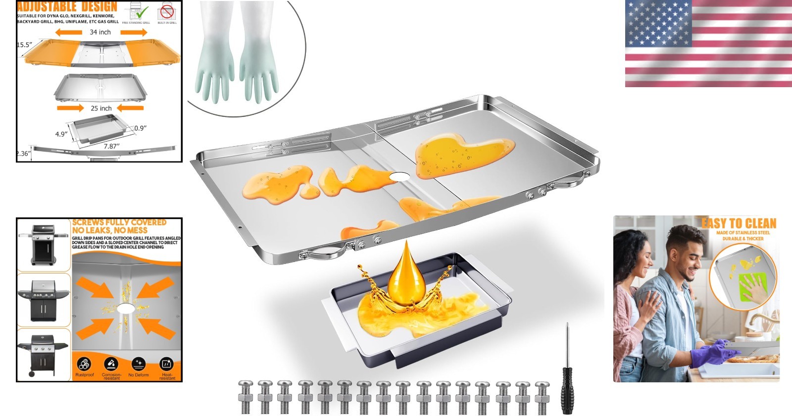 Easy Install Grease Tray with Catch Pan for Safe and Clean Grill Experience