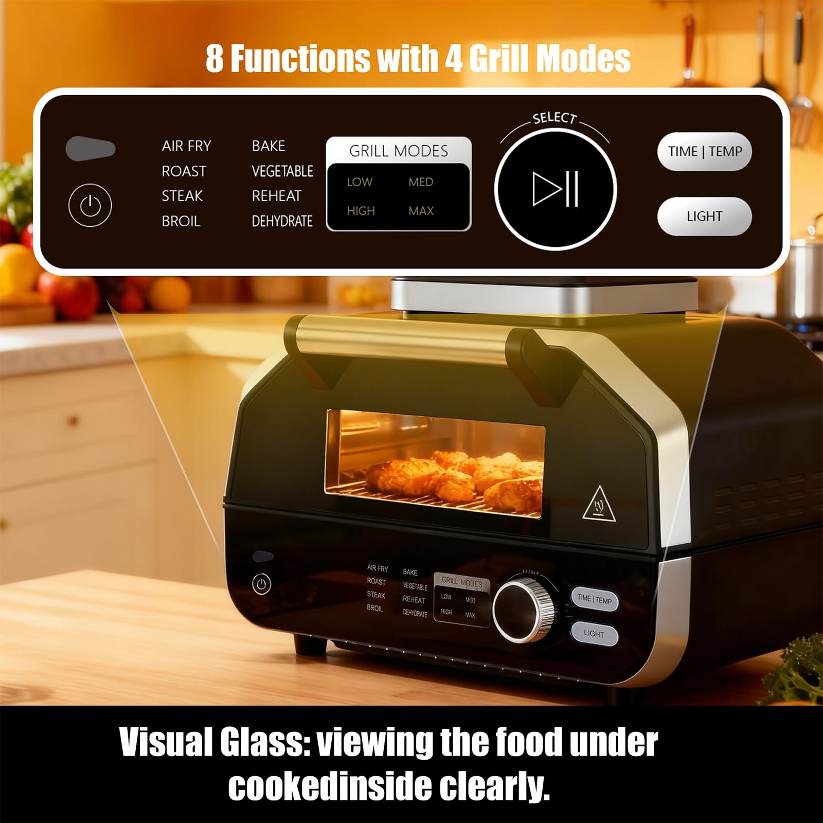 OLIXIS 8-in-1 Electric BBQ Grill Outdoor Indoor Air Fryer Basket Large BLACK
