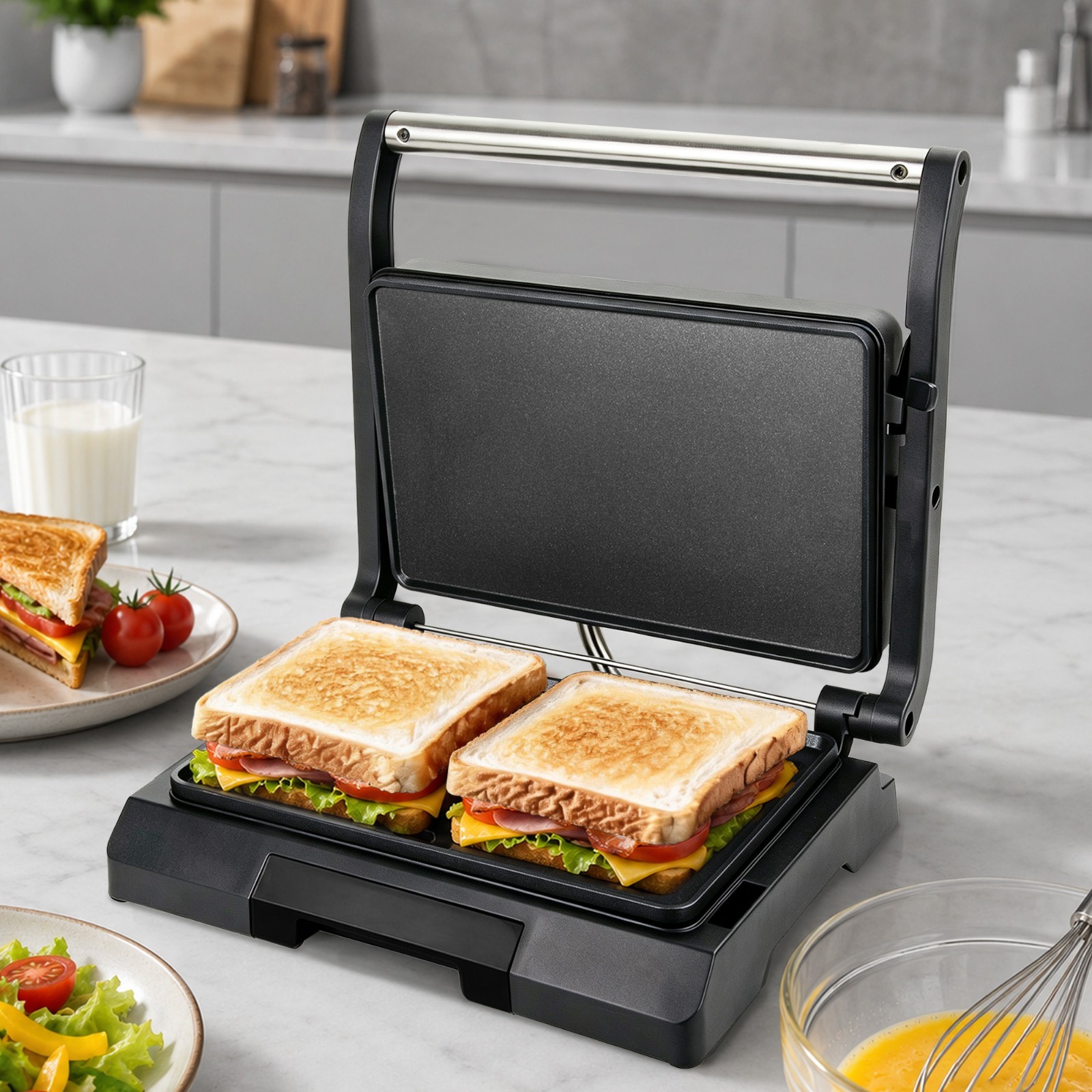 Baker’s Friend Mini Panini Press Electric Griddle, 2 Slices of Panini Grill Pres
