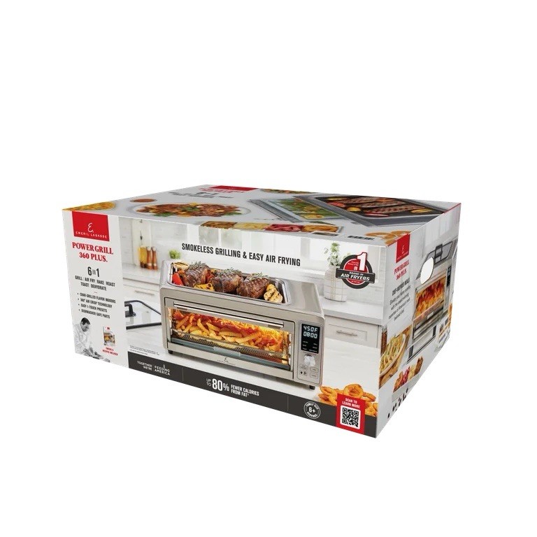 Emeril Lagasse Electric Indoor Grill & Air Fryer Power Grill 360 Plus 6-in-1 NEW