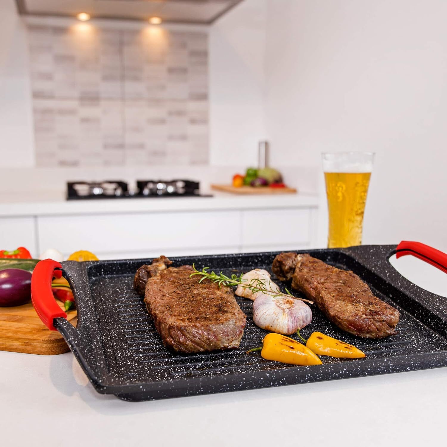 Griddle Aluminum Bbq | 18×11″ Rectangle Grill Pan for Indoor Cooking, Non-stick