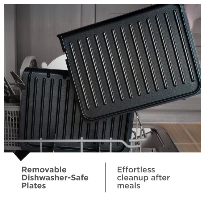 George Foreman 4-Serving Electric Grill Panini Press Removable Plates