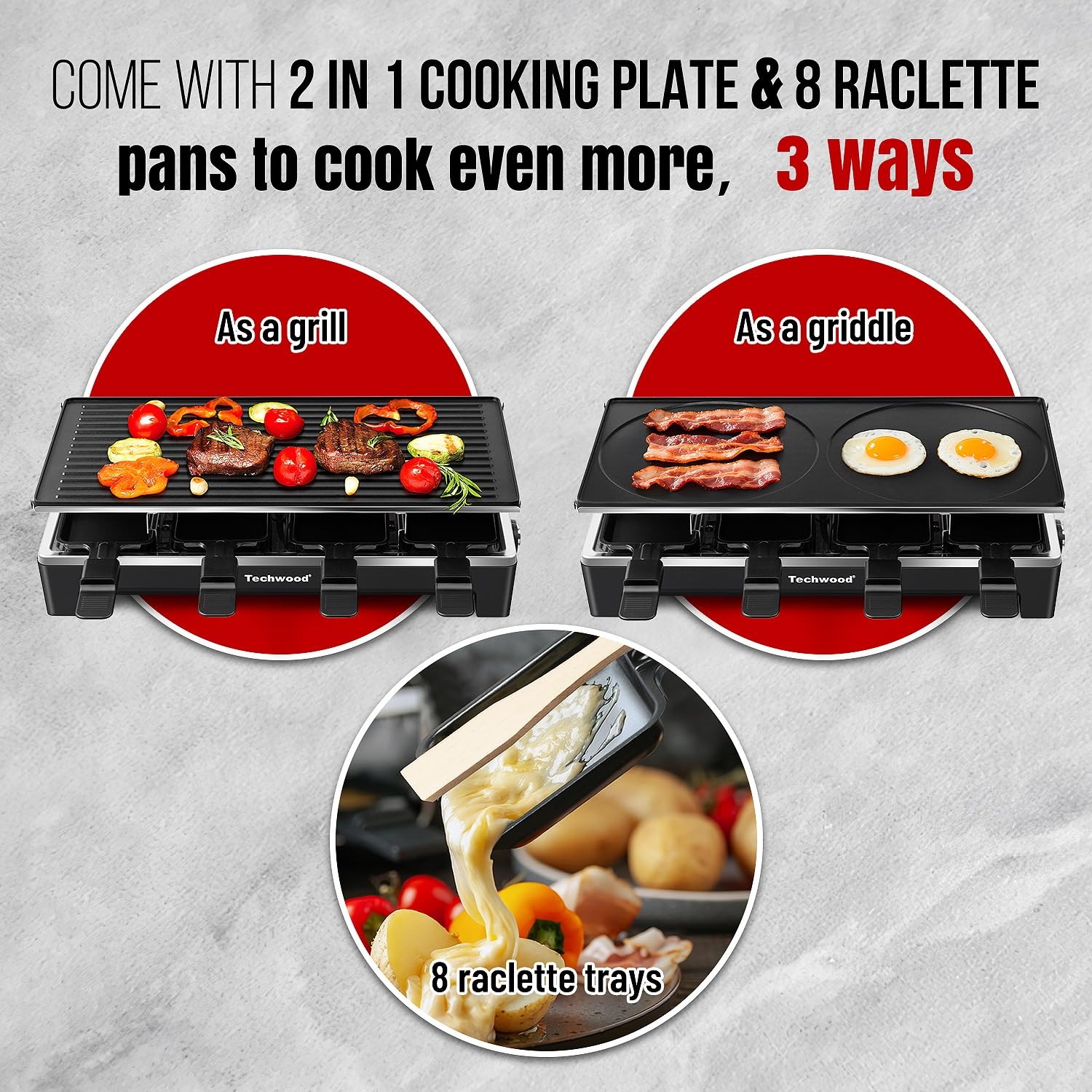 Raclette Grill, Techwood Electric Table Indoor Grill Korean BBQ Matte Black