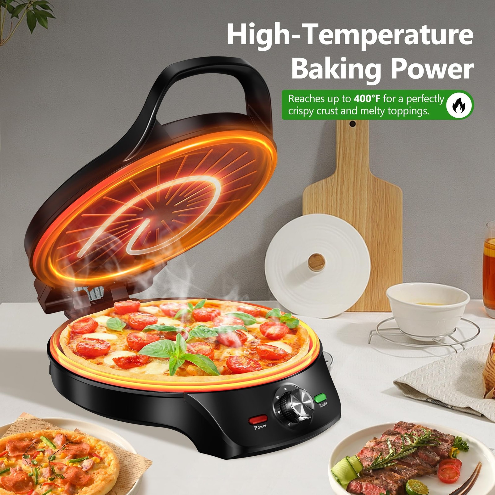 KEINVE 1500W Electric Griddle, 2-in-1 Indoor Griddle And Pizza Maker 30-Min