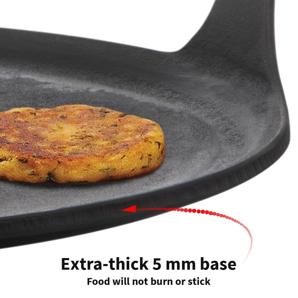 Hawkins Futura Cast Iron Dosa Tava, Pre-Seasoned Flat Griddle Pan, Black