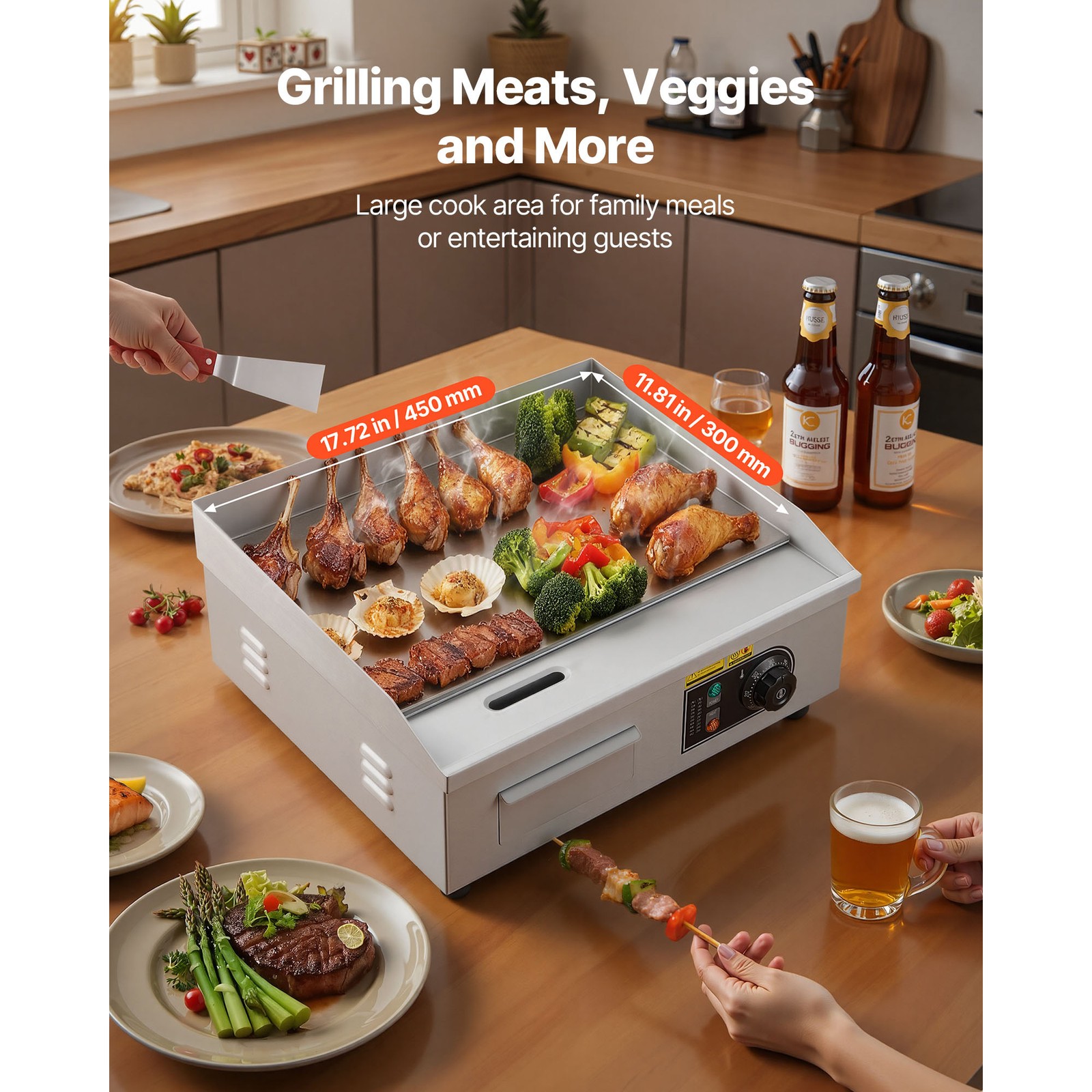 18″ Commercial Electric Griddle Stainless Steel Countertop Flat Top Grill