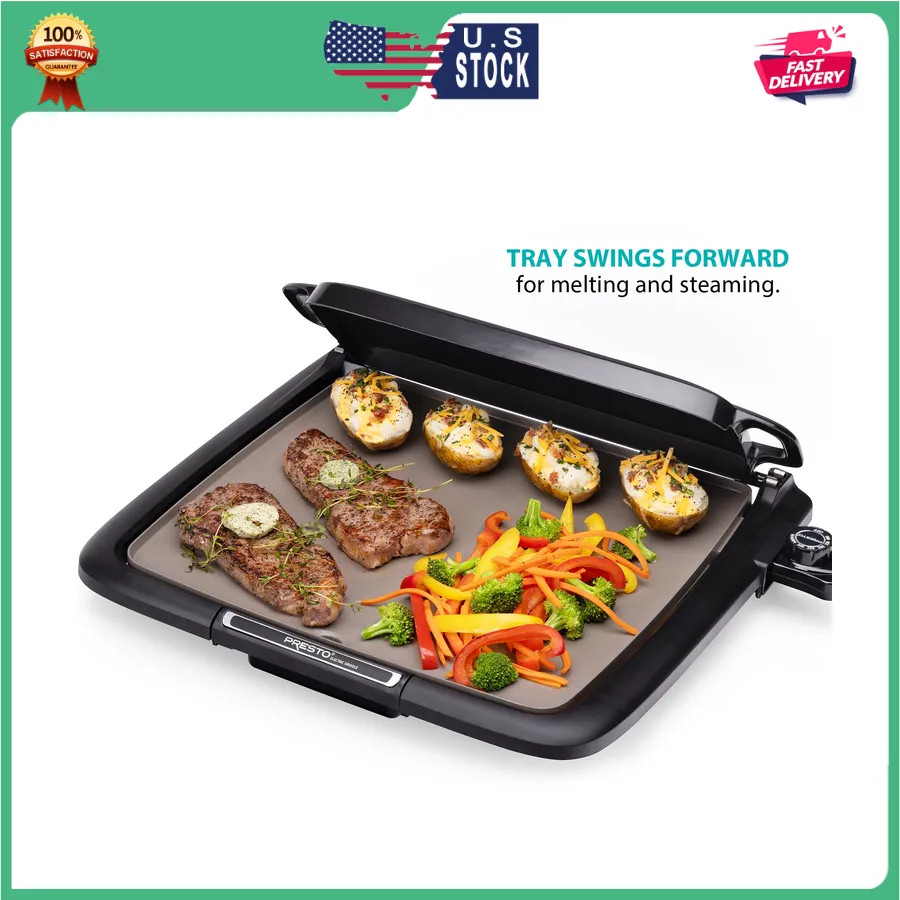 Presto Ceramic Nonstick Electric Griddle with Multifunction Warming Tray