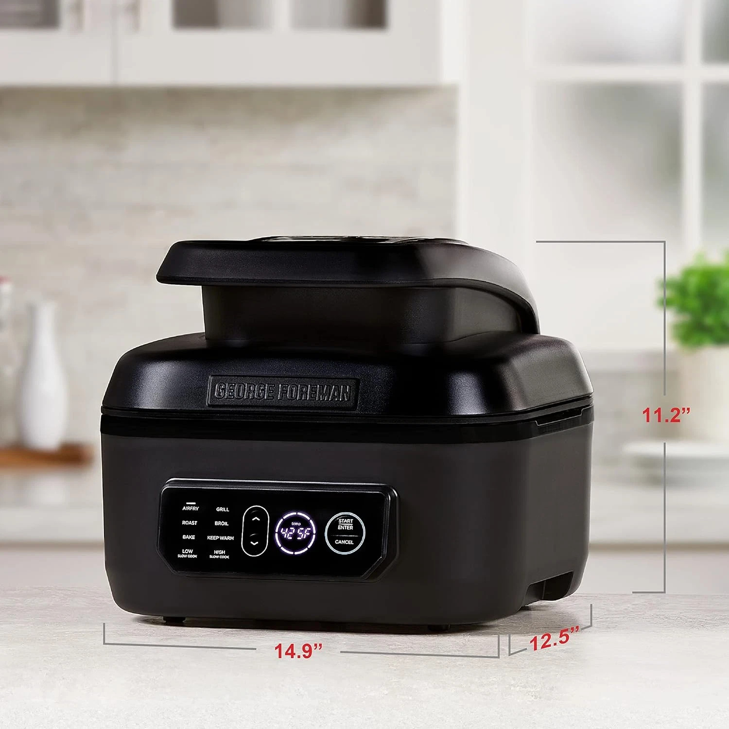 NEW George Foreman Beyond Grill 7-in-1 Indoor Grill Air Fry MCAFD800D Black