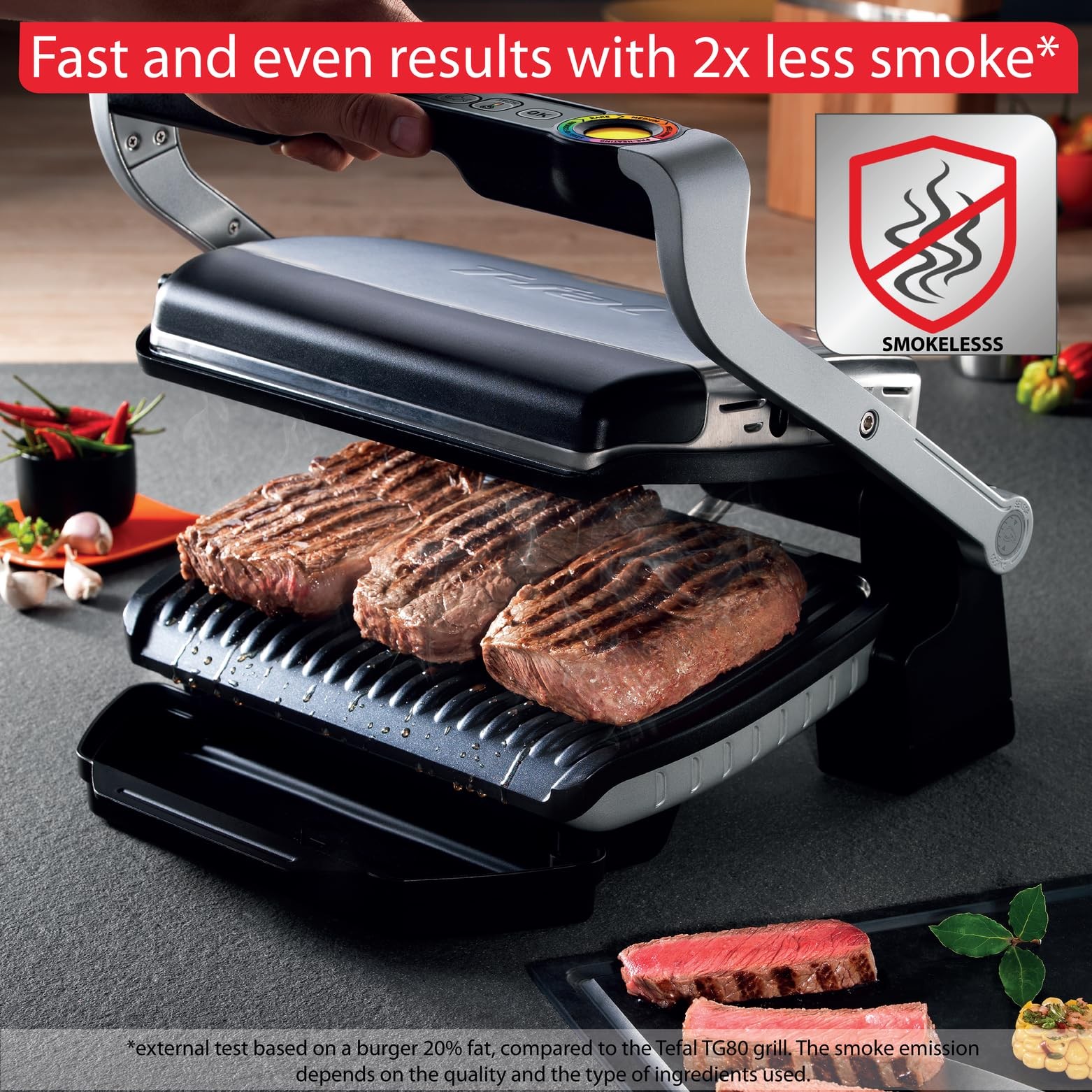 T fal OptiGrill XL Electric Indoor Grill Smart Sensor Technology Nonstick 4 S…