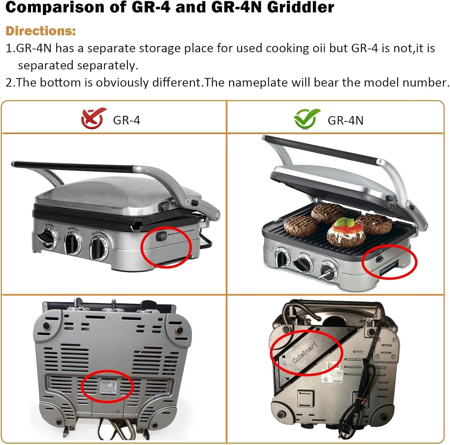 Griddler Plates Replacement for Cuisinart Griddler GR-4NP1 5-in-1,as Cuisinar…