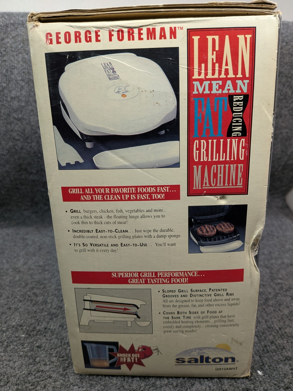 Vintage George Foreman Lean Mean Fat Reducing Grill GR10A White NEW Open Box…