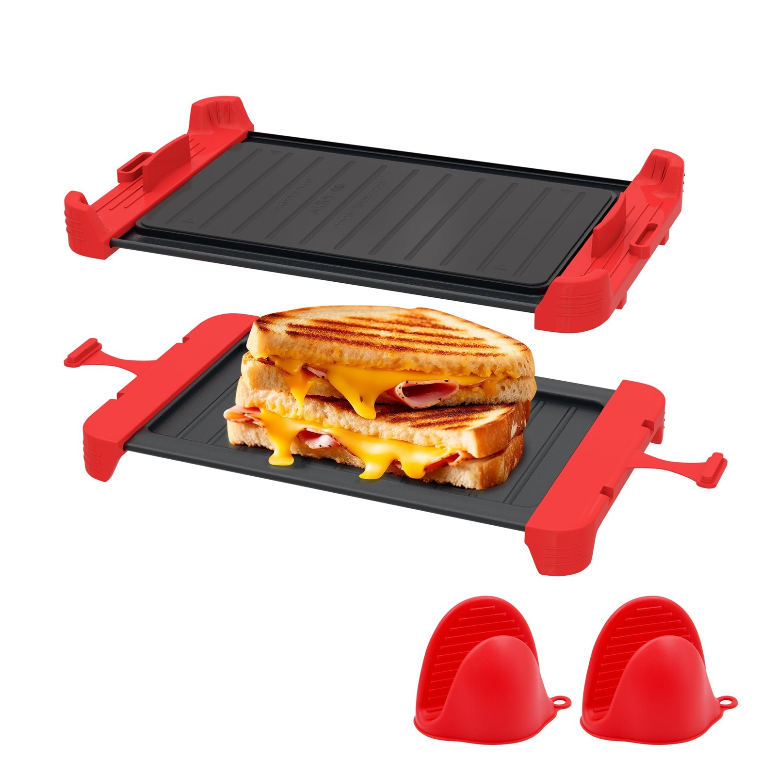 Microwave Sandwich Maker & Grill Cheese Maker with Silicone Oven Mitts, Fast …
