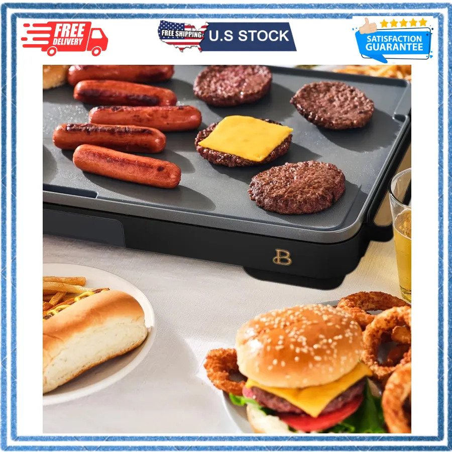 Beautiful Drew Barrymore XL Electric Griddle 12 x 22 Nonstick Black Sesame