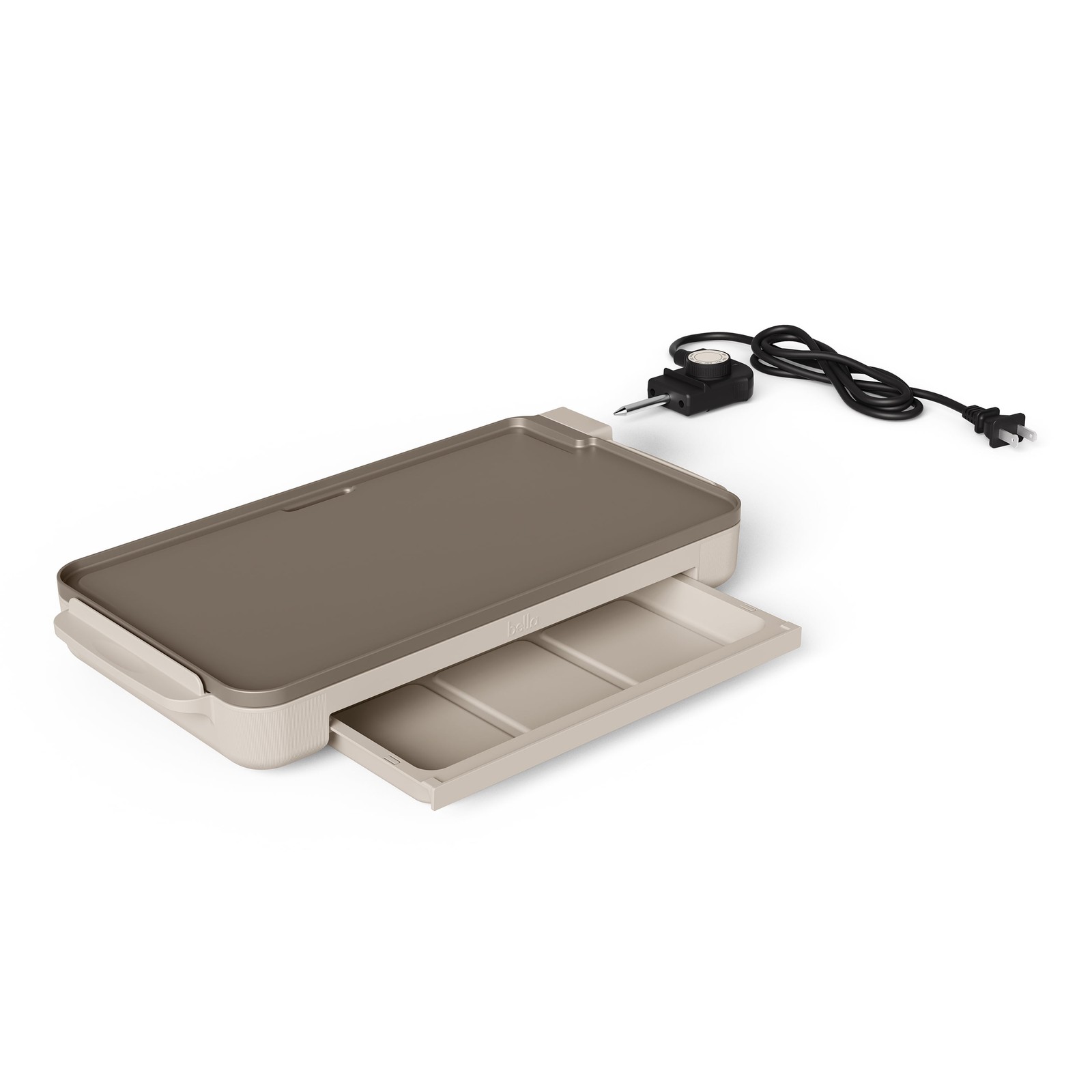 Bella 10″ x 18″ Nonstick Ceramic Griddle with Warming Tray, Oatmilk