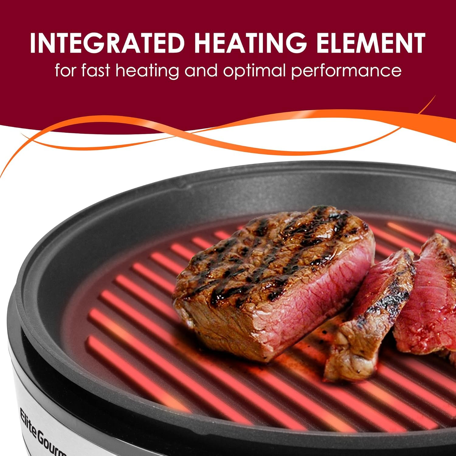 EMG6505G 12″ Smokeless Indoor Electric BBQ Grill with Glass Lid Dishwasher Safe,