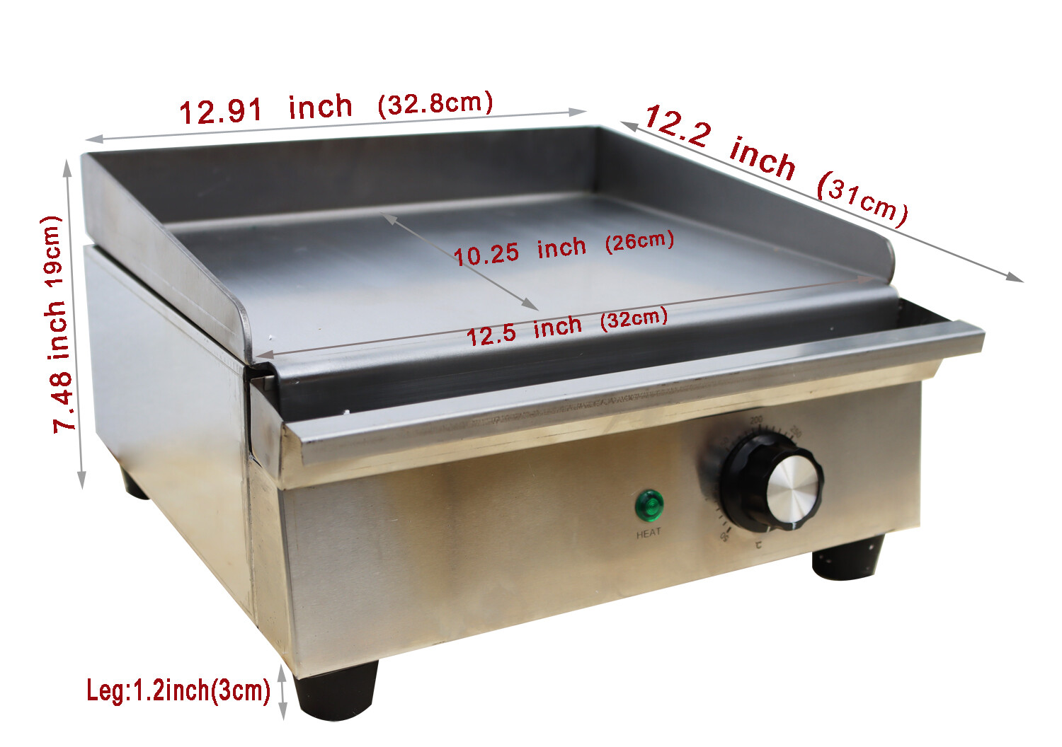 110V Stainless Steel Commercial Electric Countertop Flat Cooking Griddle Grill